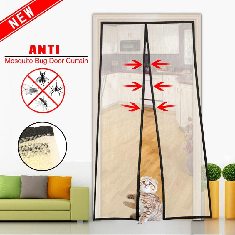 Magic Mesh Hands-Free Screen Door, Magnetic Auto-Close (12 Hooks)
