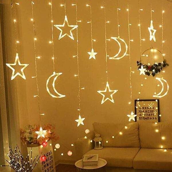 Ramadan Star and Moon Curtain Lights (10ft)