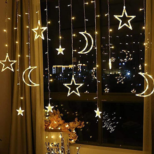 Ramadan Star and Moon Curtain Lights (10ft)