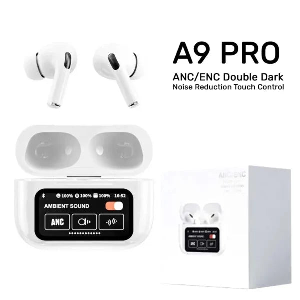 A9 Pro Smart Touch Screen Earbuds ANC with APP (Original Quality)
