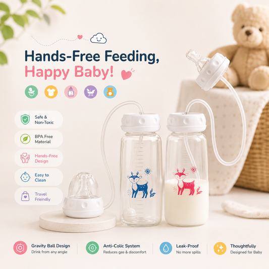 Premium Anti-Colic Hands-Free Feeding Bottle for Babies [240ML]