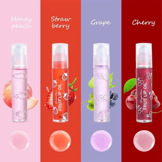 Fruit Lip Oil Set - Pack of 4 (Peach, Grape, Strawberry, Cherry)
