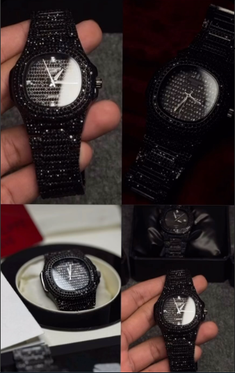 Black Iced Out Stainless Steel Chain Watch
